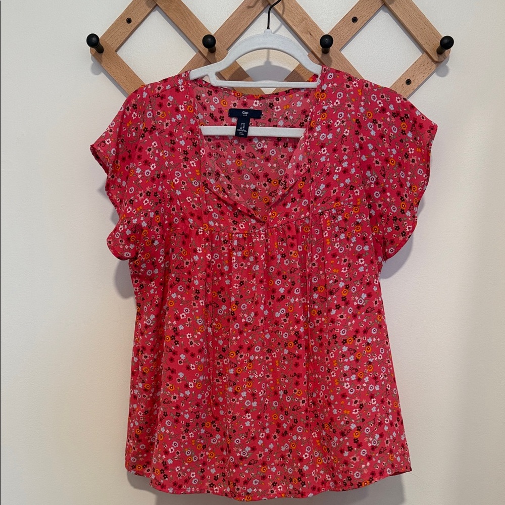 GAP Red Floral Blouse